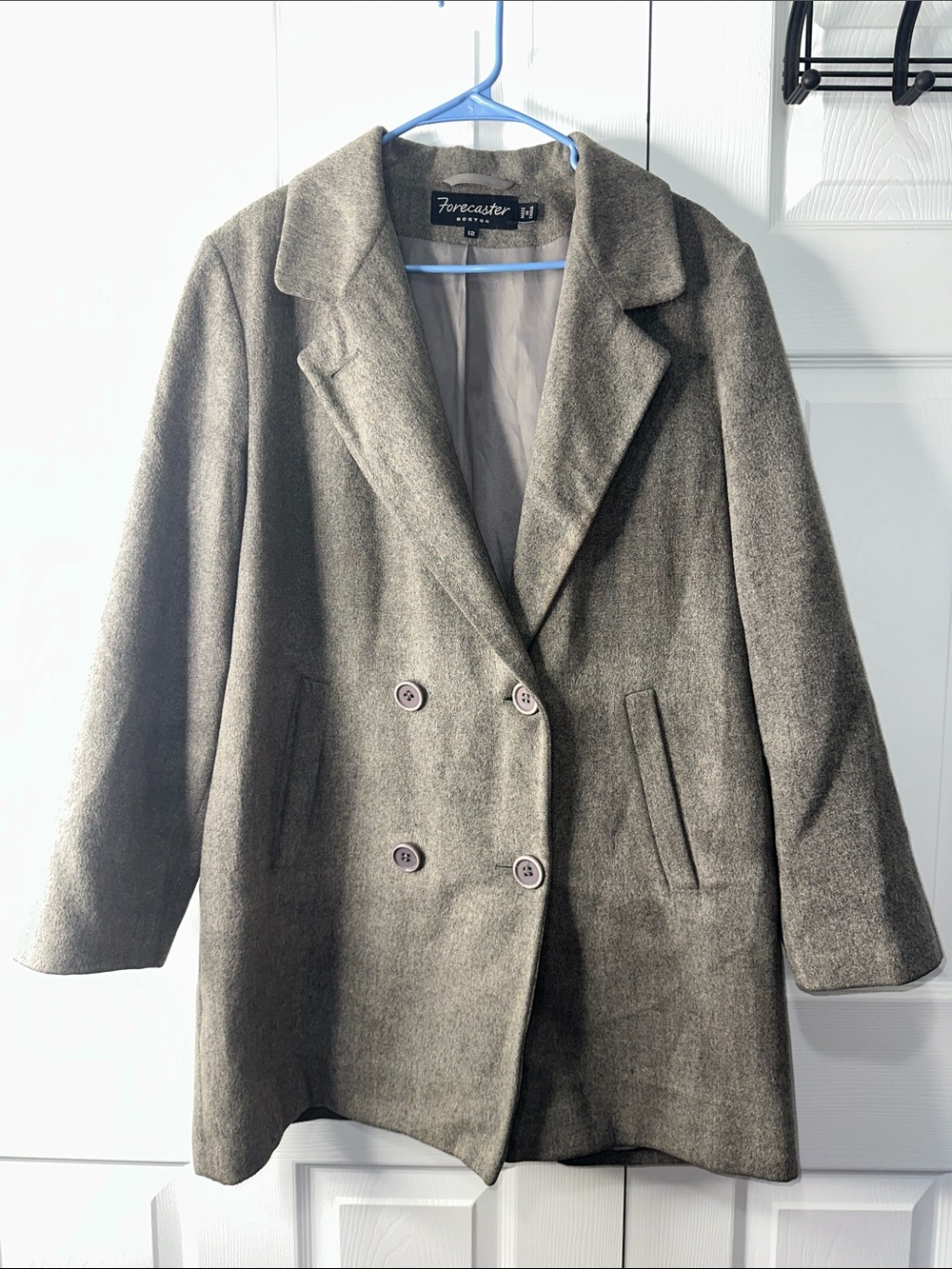 Forecaster Double-Breasted Pea Coat in Olive Gray